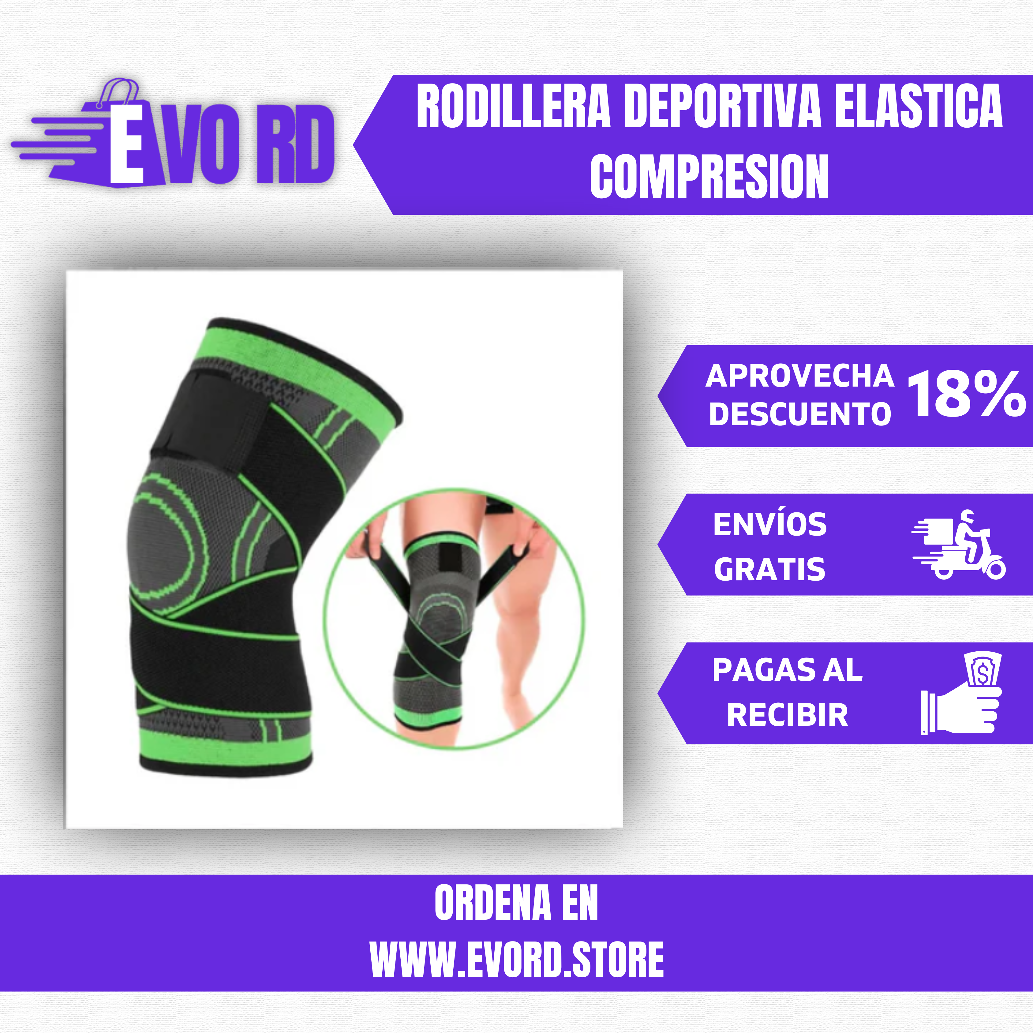 RODILLERA ELASTICA DEPORTIVA DE COMPRESION